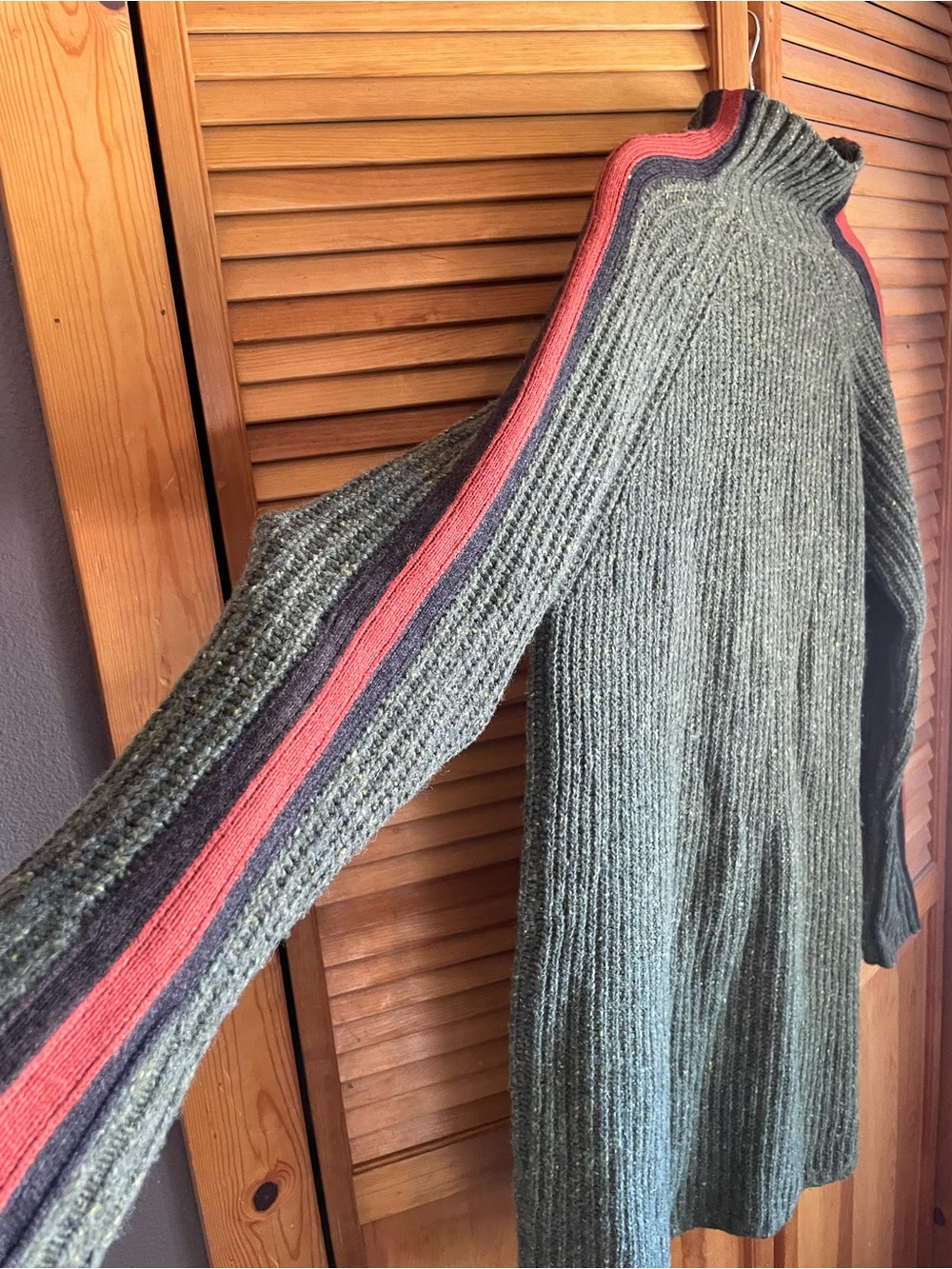 Krimson Klover Green Turtleneck Wool Sweater Dress with Rust Stripe. Women’s XL - Picture 4 of 9